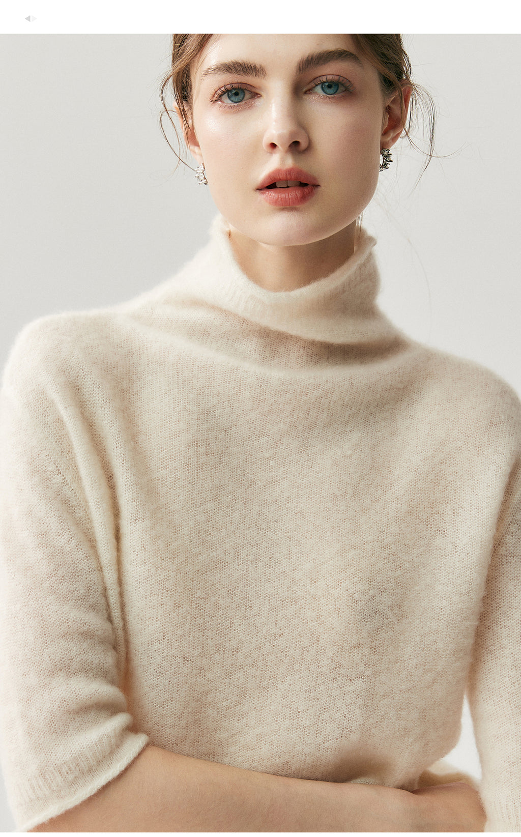 75% Cashmere + 25% Silk Women's Short-Sleeved Thin Knit Base Layer Undershirts