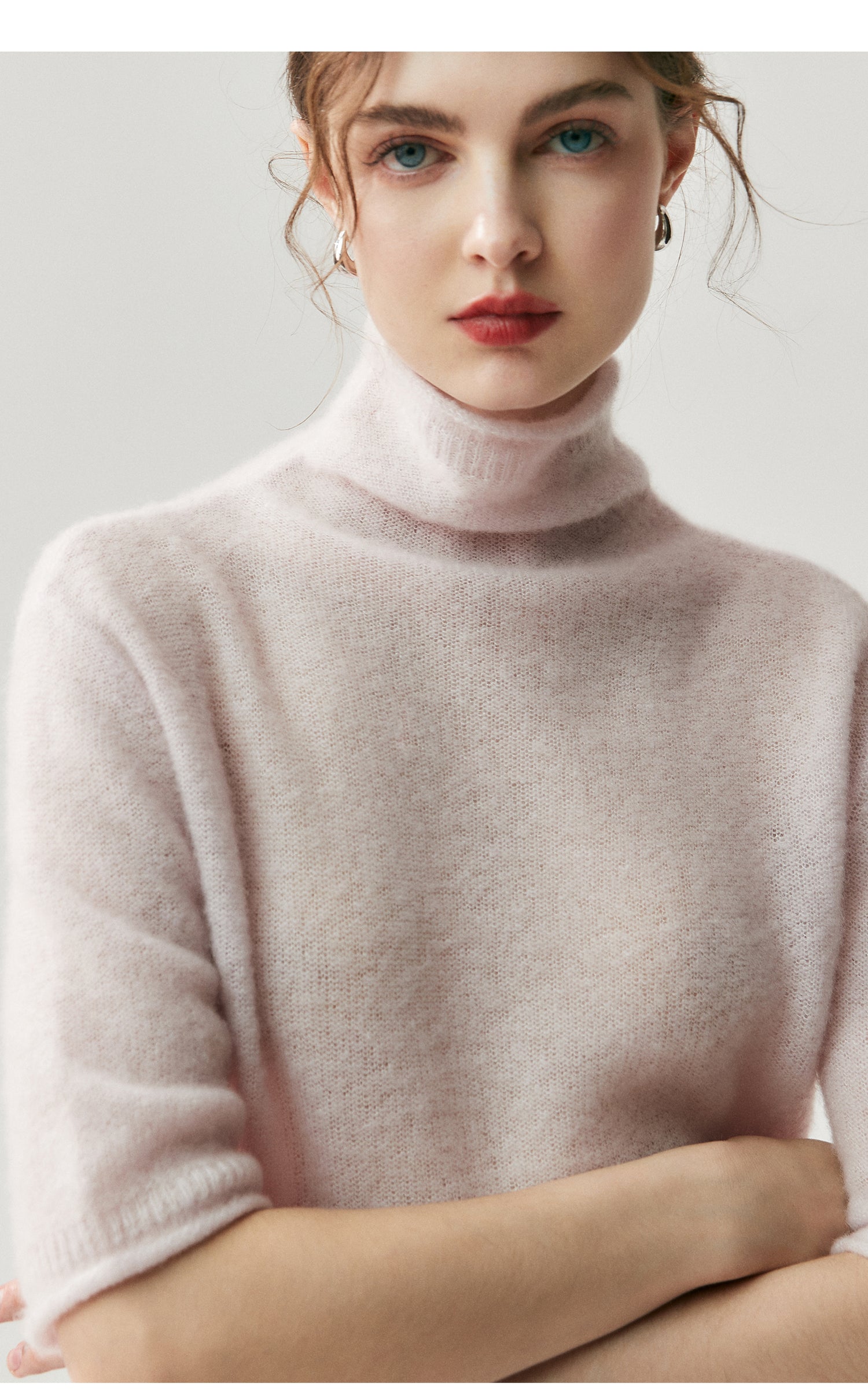 75% Cashmere + 25% Silk Women's Short-Sleeved Thin Knit Base Layer Undershirts